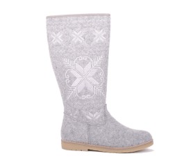 Keddo hoher Vintage Filzstiefel hellgrau